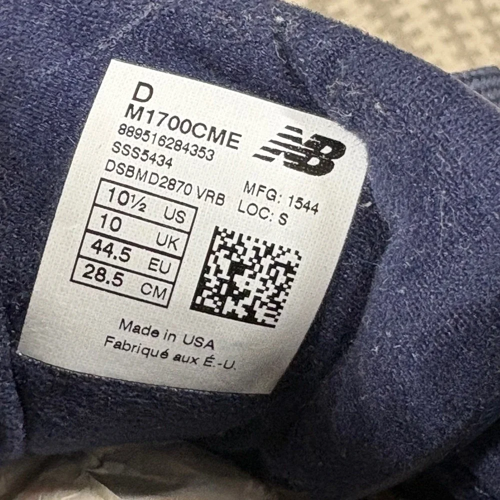 New Balance 1700 Made in USA Navy Blue White Red Mens Sneakers M1700CME 10.5 D